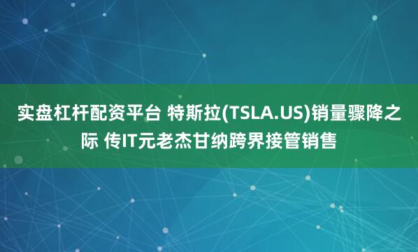 实盘杠杆配资平台 特斯拉(TSLA.US)销量骤降之际 传IT元老杰甘纳跨界接管销售