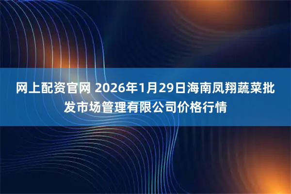 网上配资官网 2026年1月29日海南凤翔蔬菜批发市场管理有限公司价格行情