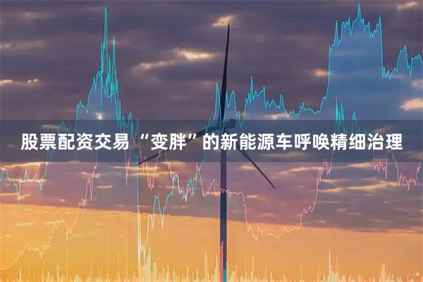股票配资交易 “变胖”的新能源车呼唤精细治理